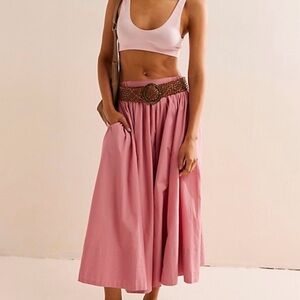 Free People Pink Midi Skirt